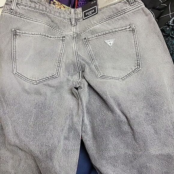 Guess Women's Mid-Rise Sexy Palazzo Shimmer Gray Jeans 27W x 30L - NEW - Picture 10 of 13